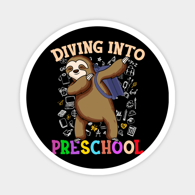 Diving Into Preschool Shirts Dabbing Sloth Students Back To School Gifts Magnet by hardyhtud